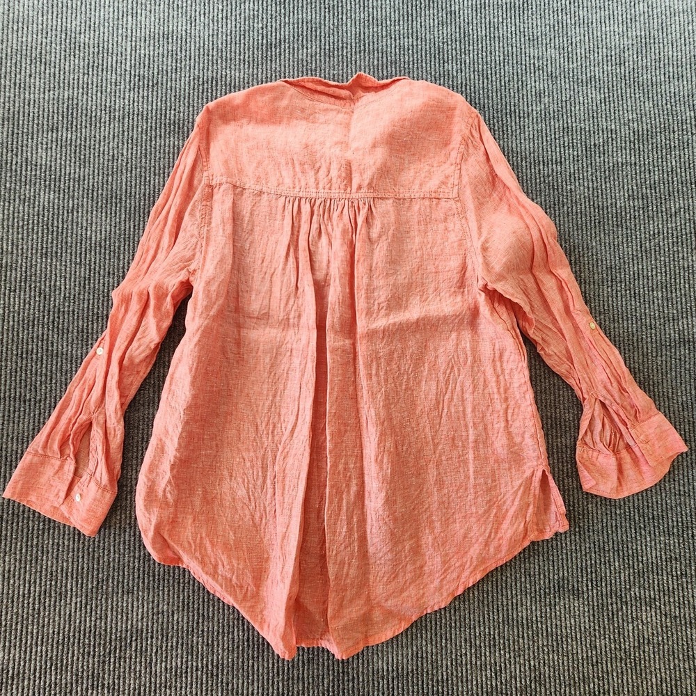 Sigrid Olsen Linen Shirt Womens Medium Pink Long Sleeve Lightweight Summer Tunic - Picture 2 of 11